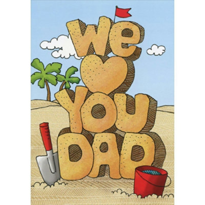 We Love You Letters on Sandy Beach Father's Day Card for Dad - Image 1