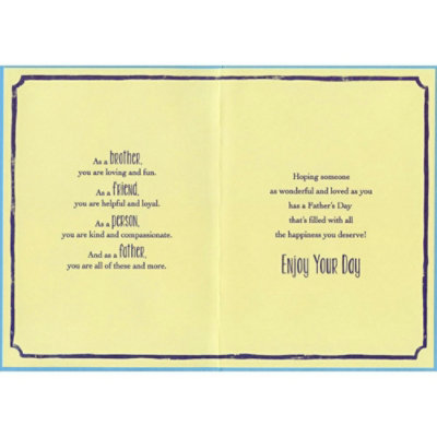 Yellow Tree with Gold Foil Border Father's Day Card for Brother - Image 2