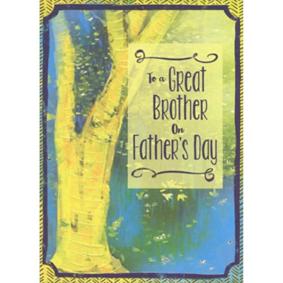 Yellow Tree with Gold Foil Border Father's Day Card for Brother - Image 1