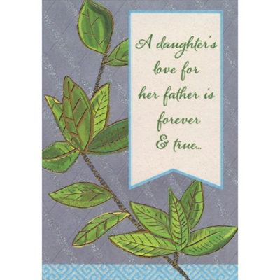 Sparkling Foil Trimmed Green Leaves: Dad Father's Day Card from Daughter and Husband - Image 1