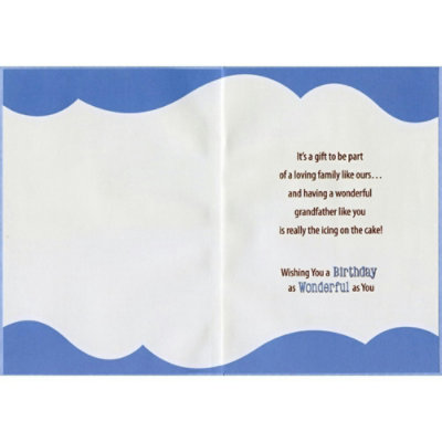 Chocolate Cake with Eight Blue Candles Birthday Card for Grandfather - Image 2