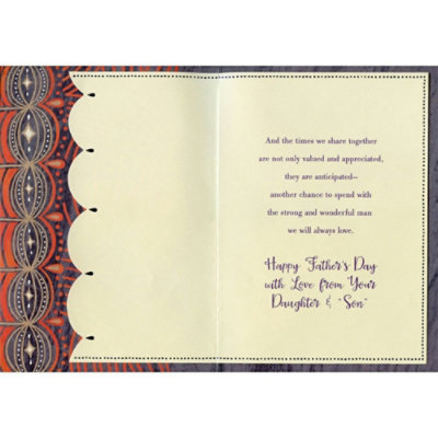 As the Years Pass Blue Ribbon, Sequins, Tip On Panel: Dad Hand Decorated Premium Father's Day Card from Daughter and Son - Image 2