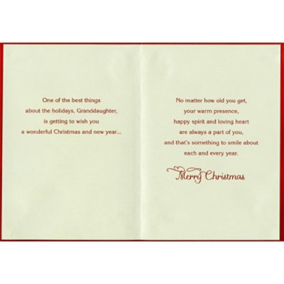 3 Candy Canes in Glass Jar Photograph on Dark Red Granddaughter Christmas Card - Image 2