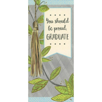 Brown Tassel with Gold Accented Leaves Money Holder / Gift Card Holder Graduation Congratulations Card - Image 1