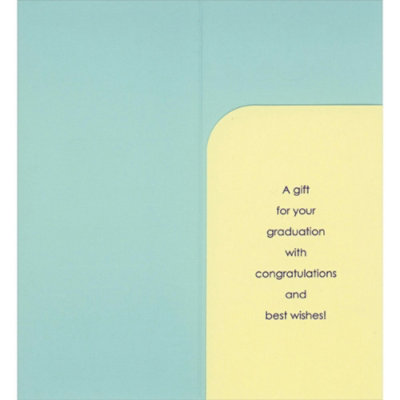 Red Apple on Tall Stack Of Books Money Holder / Gift Card Holder Graduation Congratulations Card - Image 2