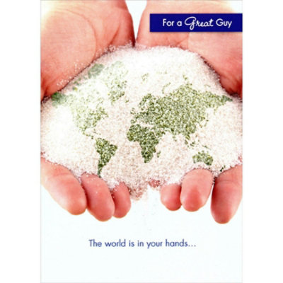 Great Guy : World Is In Your Hands Masculine Graduation Congratulations Card for Him - Image 1