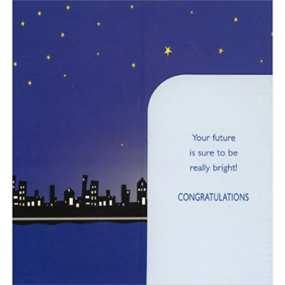 Grad Constellation Over Cityscape Silhouette Money Holder / Gift Card Holder Graduation Congratulations Card - Image 2