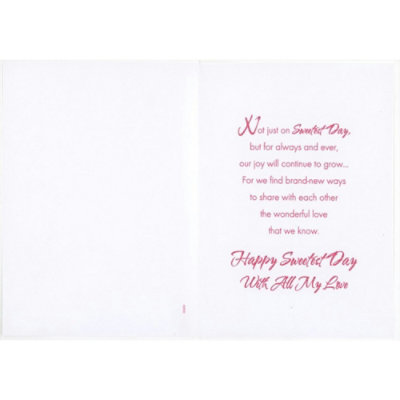 Pink Heart and Silver Foil Accents Inside White Square Sweetest Day Card for My Love - Image 2