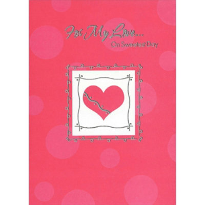 Pink Heart and Silver Foil Accents Inside White Square Sweetest Day Card for My Love - Image 1