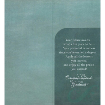 Knowledge Is Power : White Script on Green Money Holder / Gift Card Holder Graduation Congratulations Card - Image 2