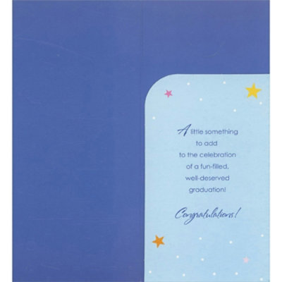 Stacked Grad Letters and Black Cap Money Holder / Gift Card Holder Graduation Congratulations Card - Image 2
