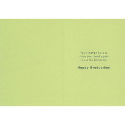Student With Hand Up Funny High School Graduation Congratulations Card - Image 2