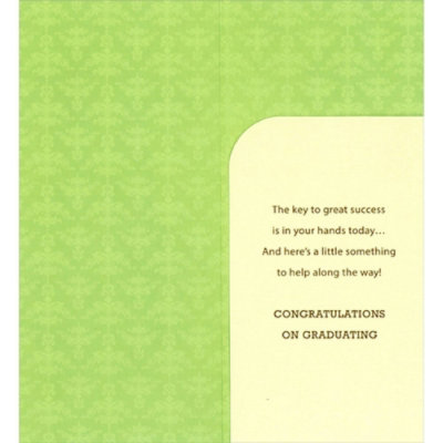Silver Antique Key : Success Money Holder / Gift Card Holder Graduation Congratulations Card - Image 2