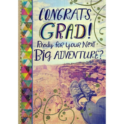 Next Big Adventure : Sitting at Edge of Canyon Masculine Graduation Congratulations Card for Him / Man - Image 1