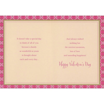 4 Chocolate Candies: White Mug Holding Pink Flowers Photo Valentine's Day Card for Sister and Family - Image 2