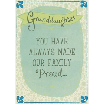 You Have Always Made Our Family Proud: Blue Foil Border and Corner Accents Mother's Day Card for Granddaughter - Image 1