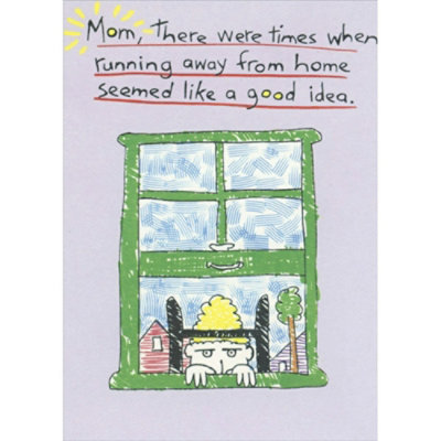 Mom Escapes Through Window Funny Mother's Day Card for Mom - Image 1