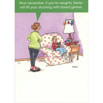 Naughty Kid Gets Board Games Funny Christmas Card - Image 1