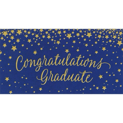 Gold Foil Stars on Blue Money Holder or Gift Card Holder Graduation Congratulations Card - Image 1