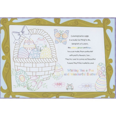 Artist Bunny Holding Egg, Paint Brush and Wearing Smock Juvenile Easter Card for Kids, Boys or Girls - Image 2