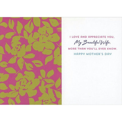 Queen, Coach, Captain, CEO and Leader: Pink, Blue and Purple Floral Border Mother's Day Card for Wife - Image 2