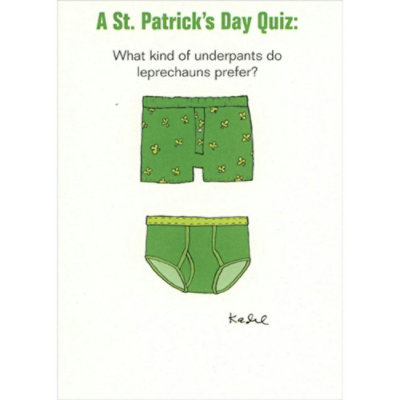 Leprechaun Underpants Quiz Funny : Humorous St. Patrick's Day Card - Image 1