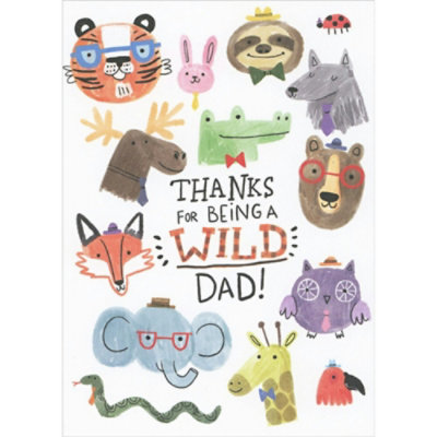 Thanks for Being a Wild Dad: Cute Animals Juvenlie Father's Day Card from the Kids - Image 1
