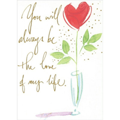 You Will Always Be the Love of My Life: Single Heart Shaped Red Rose in Vase Mother's Day Card for Wife - Image 1
