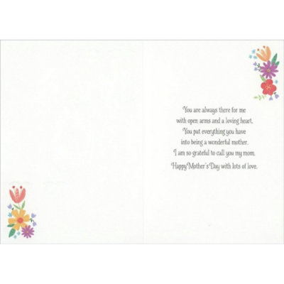 Shimmering Blue Mom Letters and Large Flowers on Teal Mother's Day Card for Mom - Image 2