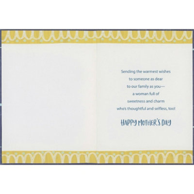 White 3D Flower with Blue Sequin, Yellow Present with Blue Ribbon and 3D Tag Hand Decorated Mother's Day Card for Daughter-in-Law - Image 2