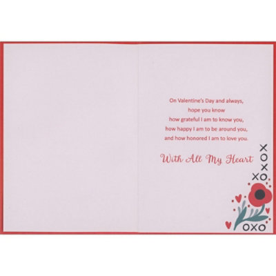 Hugs and Kisses for My Beautiful Wife: Die Cut 3D Red Flowers with Black Sequins Hand Decorated Valentine's Day Card - Image 2