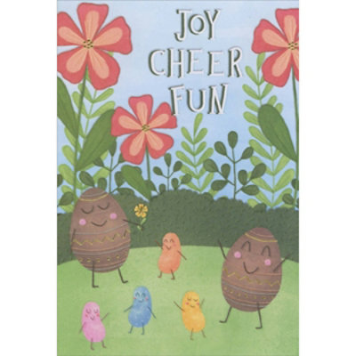 Joy, Cheer, Fun: Dancing Eggs and Jelly Beans Package of 8 Juvenile Easter Cards for Kids - Image 1
