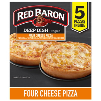 Red Baron Four Cheese Deep Dish Singles Frozen Pizza 27.5 Oz 5 Count - 27.5 OZ - Image 1