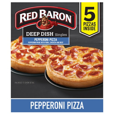 Red Baron Pepperoni Deep Dish Singles Frozen Pizza, 30.5 Oz, 5 Count - 30.5 OZ - Image 1