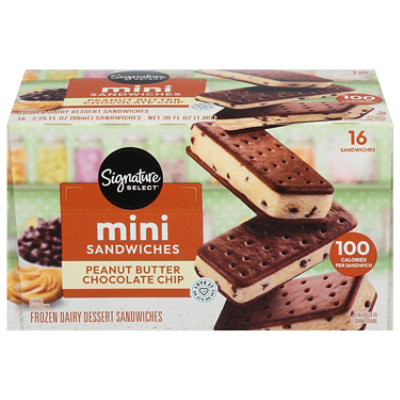 Signature Select Dairy Dessert Sandwich Peanut Butter Chocolate Chip Mini 36 Fz - 16-2.25