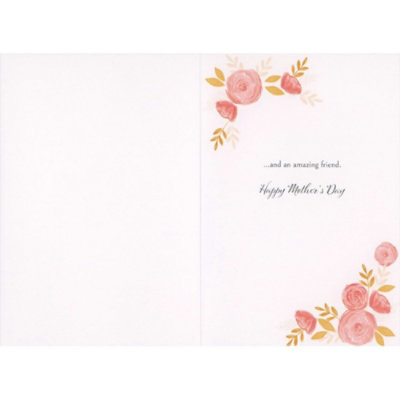 Wonderful Mother Sparkling Pink Flowers on Dark Background Mother's Day Card for Friend. - Image 2