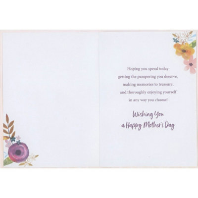 Large Pink 3D Flower, Purple Gems and Colorful Flowers on Light Pink Background Hand Decorated Mother's Day Card for Daughter. - Image 2