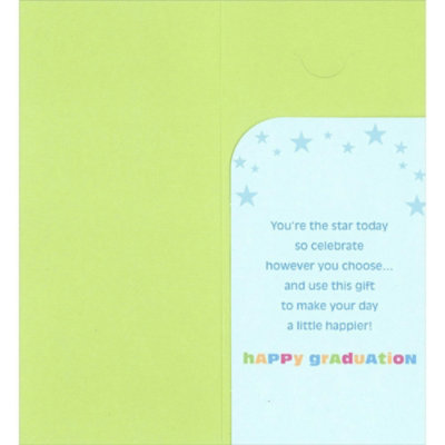 Colorful and Gold Foil Stars on Light Blue Money Holder / Gift Card Holder Graduation Congratulations Card. - Image 2