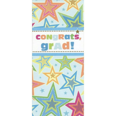 Colorful and Gold Foil Stars on Light Blue Money Holder / Gift Card Holder Graduation Congratulations Card. - Image 1