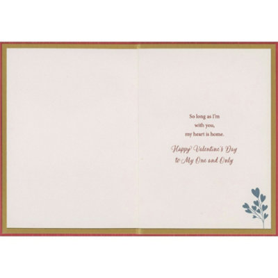 Husband, It Doesn't Matter Where We Go: Gold Foil Border 3D Die Cut Heart, Red Ribbon, Trees and Hills Hand Decorated Valentine's Day Card. - Image 2