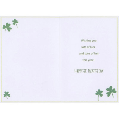 Cute Green and White Bird, Rainbow and Green Foil Shamrocks Package of 8 Juvenile St. Patrick's Day Cards for Kids. - Image 2