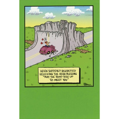 Car Crashed into Road: May the Road Rise Up Funny St. Patrick's Day Card - Image 1