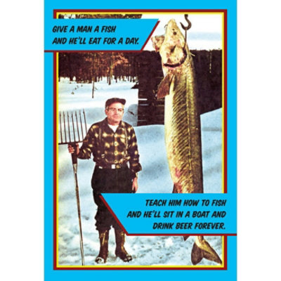 Give a Man a Fish Funny Father's Day Card - Image 1
