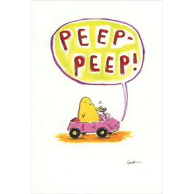Chick Driving Pink Car: Peep Peep Funny Easter Card - Image 1