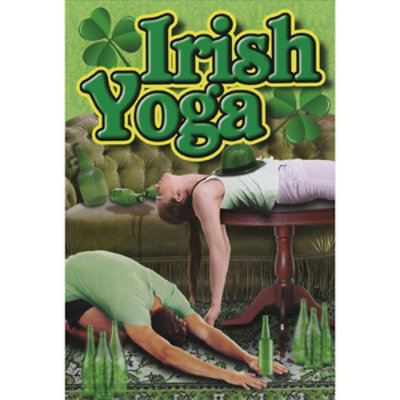 Irish Yoga: Couple Surrounded by Empty Bottles Funny St. Patrick's Day Card - Image 1