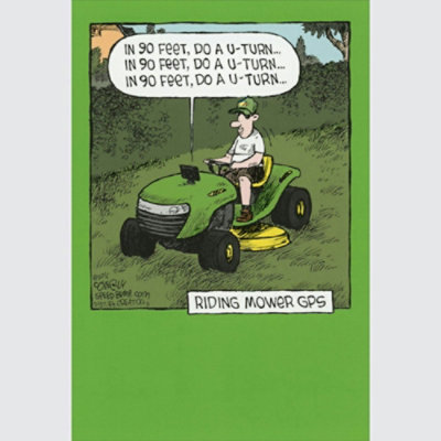 Riding Mower GPS: Do a U-Turn Funny Father's Day Card - Image 1