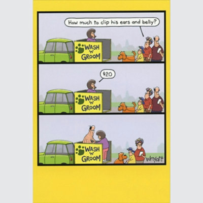 Wash And Groom: Clip His Ears and Belly Funny Father's Day Card - Image 1