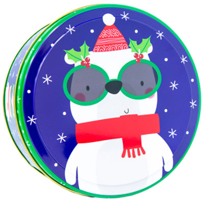 Lindy Bowman Holiday Medium Round Cookie Tin Styles May Vary - Each - Image 1