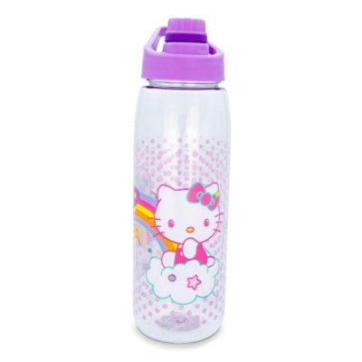 Silver Buffalo Sanrio Hello Kitty and Joey Rainbow Plastic Water Bottle With Screw-Top Lid - Image 1