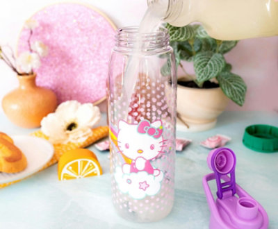 Silver Buffalo Sanrio Hello Kitty and Joey Rainbow Plastic Water Bottle With Screw-Top Lid - Image 3